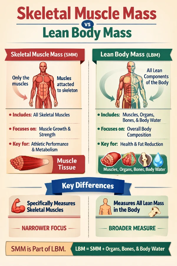 Skeletal Muscle Mass vs Lean Body Mass by calculators.fit