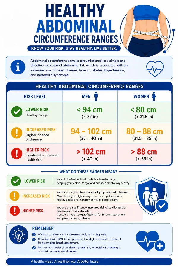 Healthy Abdominal Circumference Ranges by calculators.fit
